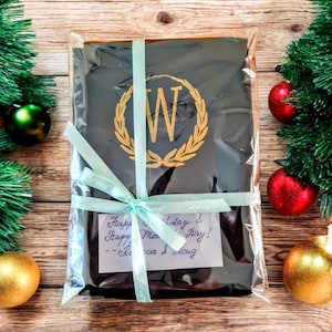 Santa presents sack giftwrap personalized Christmas gift bags custom monogram initial embroidered/ Linen bag drawstring Xmas presents Sister