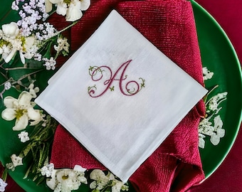 Cloth dinner linen napkins set custom embroidered/ Personalized presents for Mom/ Dad/ Bonus Mom/ Parent Wedding sentimental gifts memory