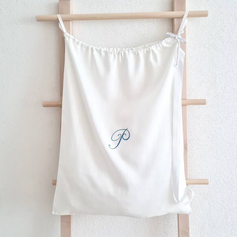 Large Linen Laundry Bags With Straps Custom Monogram Etsy