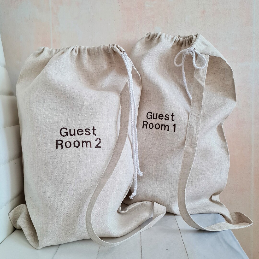 Linen Laundry Bags Cloth Custom Embroidered With Strap/ Etsy