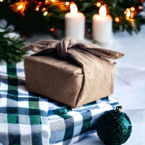 Christmas Furoshiki wrapping cloth/ Pojagi giftwrap reusable/ Linen Japandi/ Korean gift wrap/ Bestfriend Bday gifts/ Parent Wedding gift