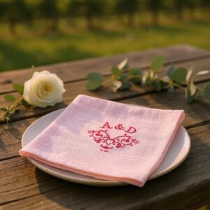 Something Pink Bride gift from Mom Handkerchief custom embroidered/ Personalized linen hanky marriage presents Sister/ Fiance gift for her