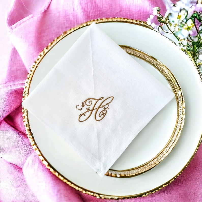 Linen cloth dinner napkins set custom embroidered/ Personalized presents for Mom/ Dad/ Parent Wedding gift memory/ Bestfriend Bday gift