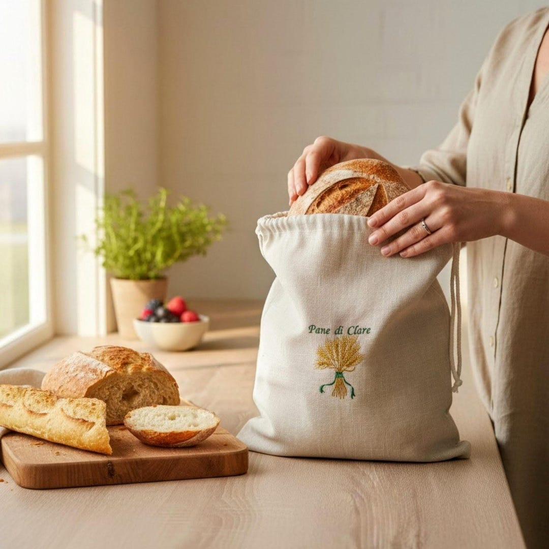 Embroidered Linen Bread Bag, Personalized Sack, Sourdough Gifts, Zero ...