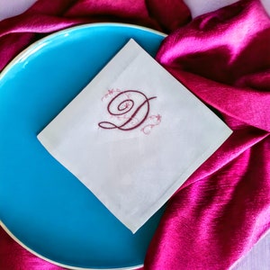 Linen cloth dinner napkins set custom embroidered/ Personalized presents for Mom/ Dad/ Parent Wedding gift memory/ Bestfriend Bday gift