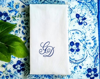 Ensemble de serviettes de table en lin brodé à monogramme personnalisé/Cadeau de mariage personnalisé pour parents/Cadeau de Noël pour le meilleur ami/Dîner de répétition