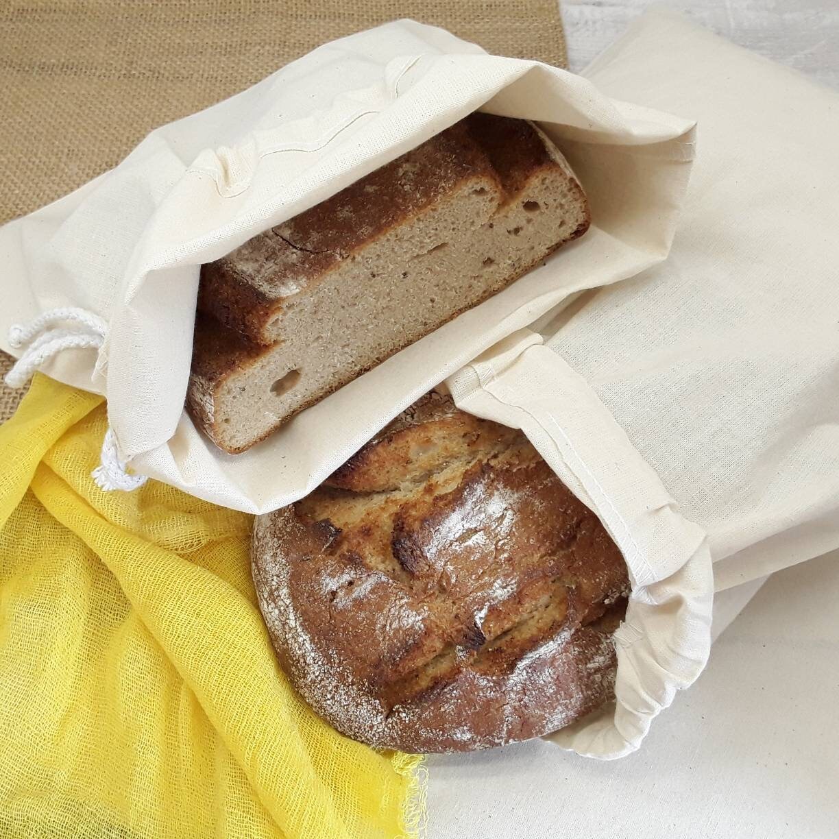 Set of 2 Sourdough Bread bag Organic cotton sack Natural Bread Etsy