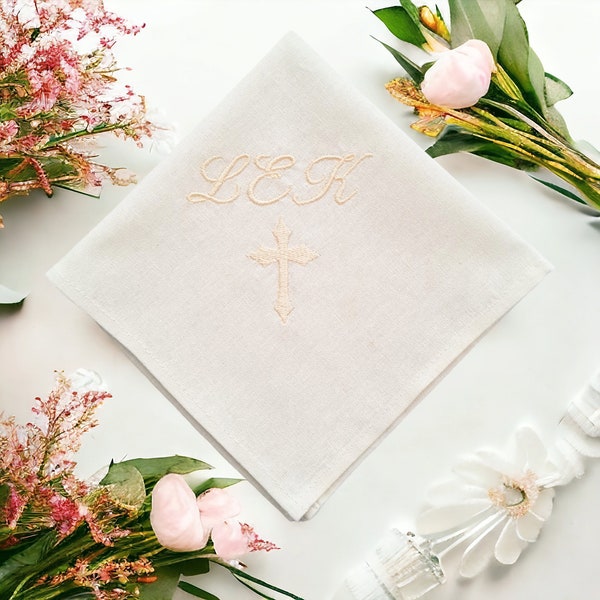 First Communion boy/ girl gift/ Handkerchief custom embroidered/ Christening gifts for Godson from Godmother/ Personalized Baptism gift boy