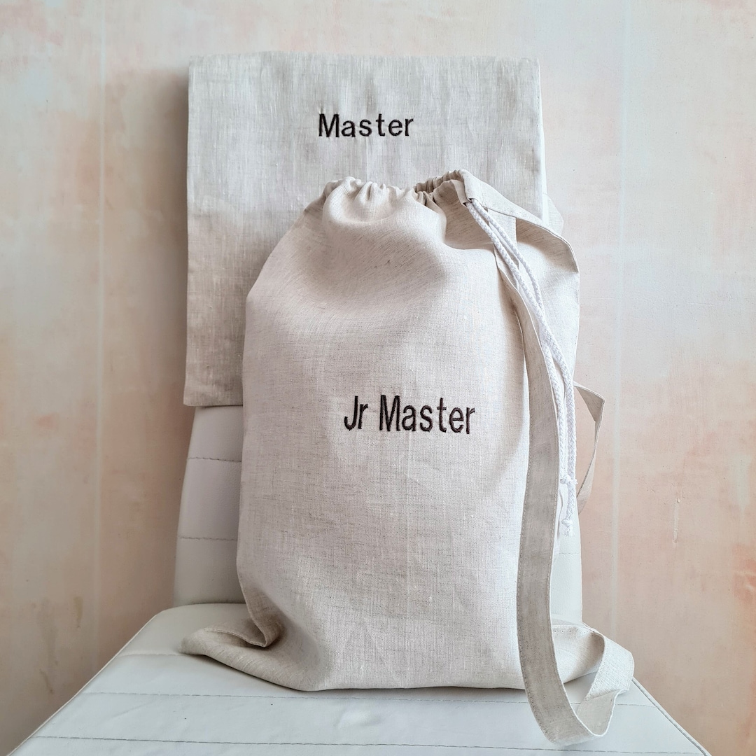 Large Linen Laundry Bags Custom Embroidered With Strap/ Etsy