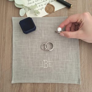 Linen Flat Lay Styling Mat: Custom Embroidered Monogram, Personalized Wedding Backdrop