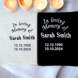 In loving memory funeral handkerchief custom embroidered/ Commemorative condolence gift personalized/ Bereavement gift Loss of Mother Father