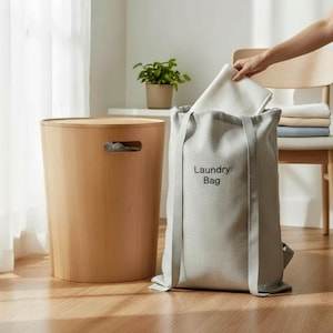 Mochila de lino bordado para la colada: bolsa de viaje personalizada, mochila con cordón