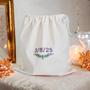 Sacco personalizzato Borsa con coulisse in lino ricamata personalizzata Carta da regalo di lusso Bomboniere per gli invitati al matrimonio Regali di matrimonio per il signor e la signora Regali per gli sposi novelli