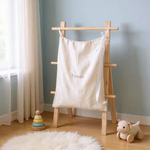 Gepersonaliseerde linnen waszak voor rugzak: op maat geborduurde organizer voor slaapzaal, opbergen kinderkamerspeelgoed