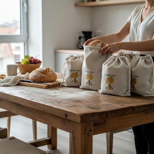 1 pc. Personalized Linen Bread Bag: Custom Embroidered Name, Reusable Sack, Sourdough Gifts