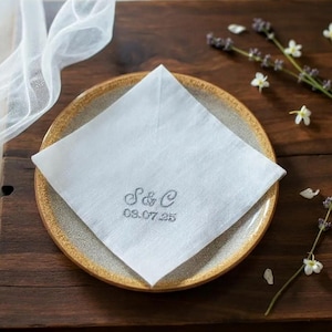 Wedding ceremony something blue handkerchief custom embroidered/ Personalized ladies hanky Bride gift from Mom Big sister presents