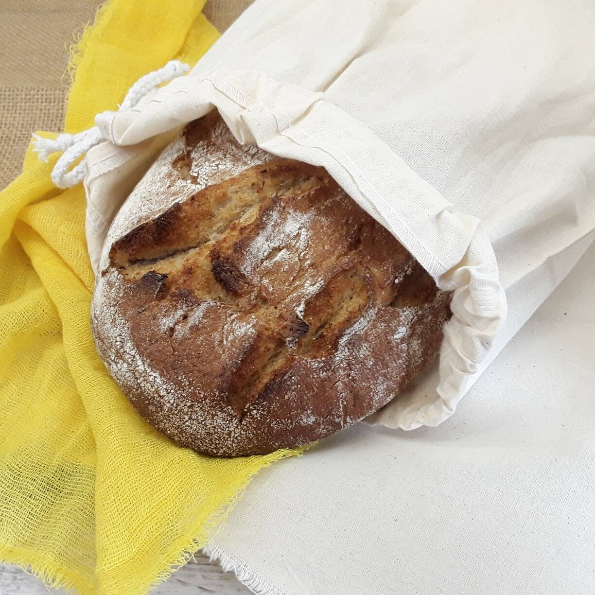 Set of 2 Sourdough Bread bag Organic cotton sack Natural Bread Etsy