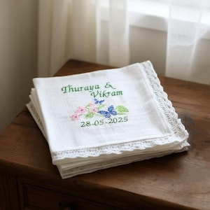 Wedding handkerchief custom embroidered Personalized hanky Bride gift from Mom/ Bestie marriage presents Mother of the Groom gift from Bride