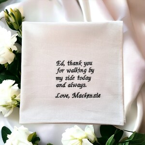 Presente do pai da noiva Lenço personalizado bordado/ Lenço personalizado Bônus que o pai e a mãe dão da filha/ Acessório para cerimônia de casamento