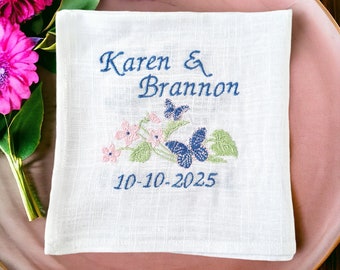 Wedding Something blue Bride gift from Mom/ Handkerchief custom embroidered/ Bridal shower gift personalized/ Wedding ceremony hankerchief