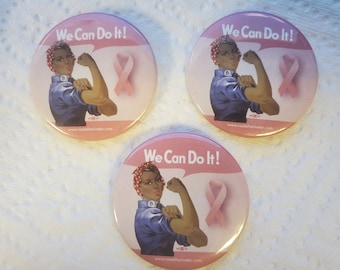 Set of 3 ethnic Rosie the Riveter buttons We Can Do It