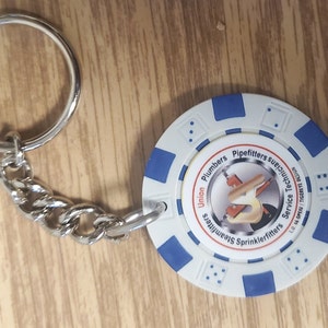 Plumbers and Pipe Fitters Union poker chip keytag --union made heavy duty full size