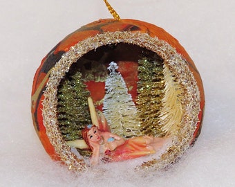 Fairy Christmas Ornament: Handmade Diorama with Glittered Trees