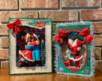 Vintage Christmas Diorama: Kitsch Couple in Miro Star Shadowbox
