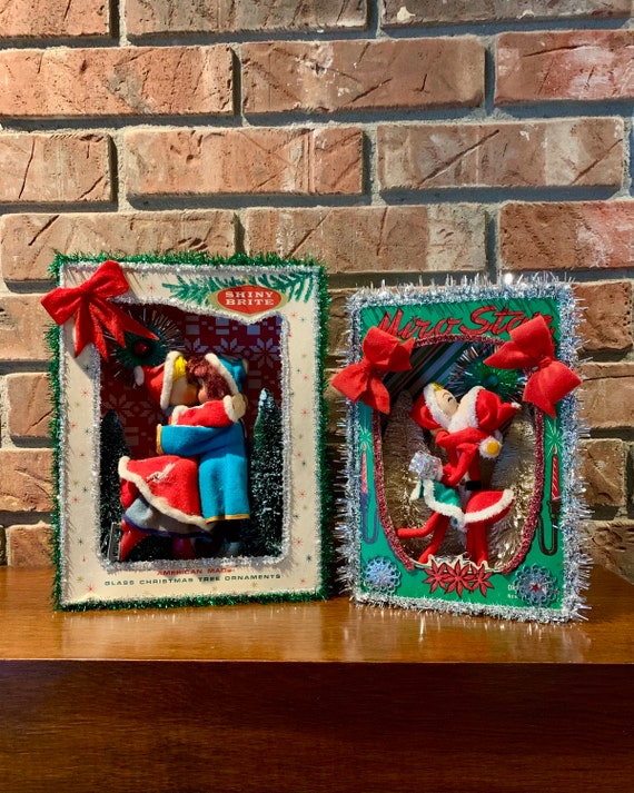 Vintage Christmas Diorama: Kitsch Couple in Miro Star Shadowbox
