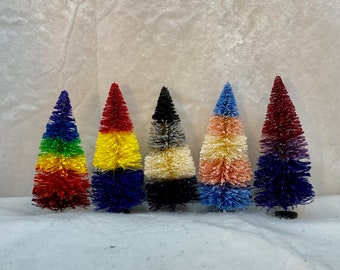Pride Christmas Tree: Hand-Painted Rainbow Bottle Brush Tree
