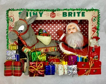 Vintage Christmas Shadow Box: Dominick the Donkey Diorama