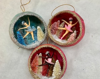 Ballerina Diorama Christmas Ornament: Glittery Nutcracker Ballet Gift