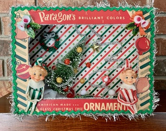 Vintage Christmas Elf Diorama: Kitsch Holiday Shadow Box