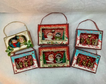 Vintage Shiny Brite Christmas Diorama Ornament: Kitsch Shadowbox Decor