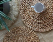 Sakura Natural Water Hyacinth Weave Placemat Round Braided Rotan Tablemats 14.9 inch