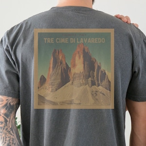Tre Cime di Laverado T-Shirt, Dolomites T shirt, Comfort Colors T-shirt, Hiking Shirt, Italian Alps Shirt
