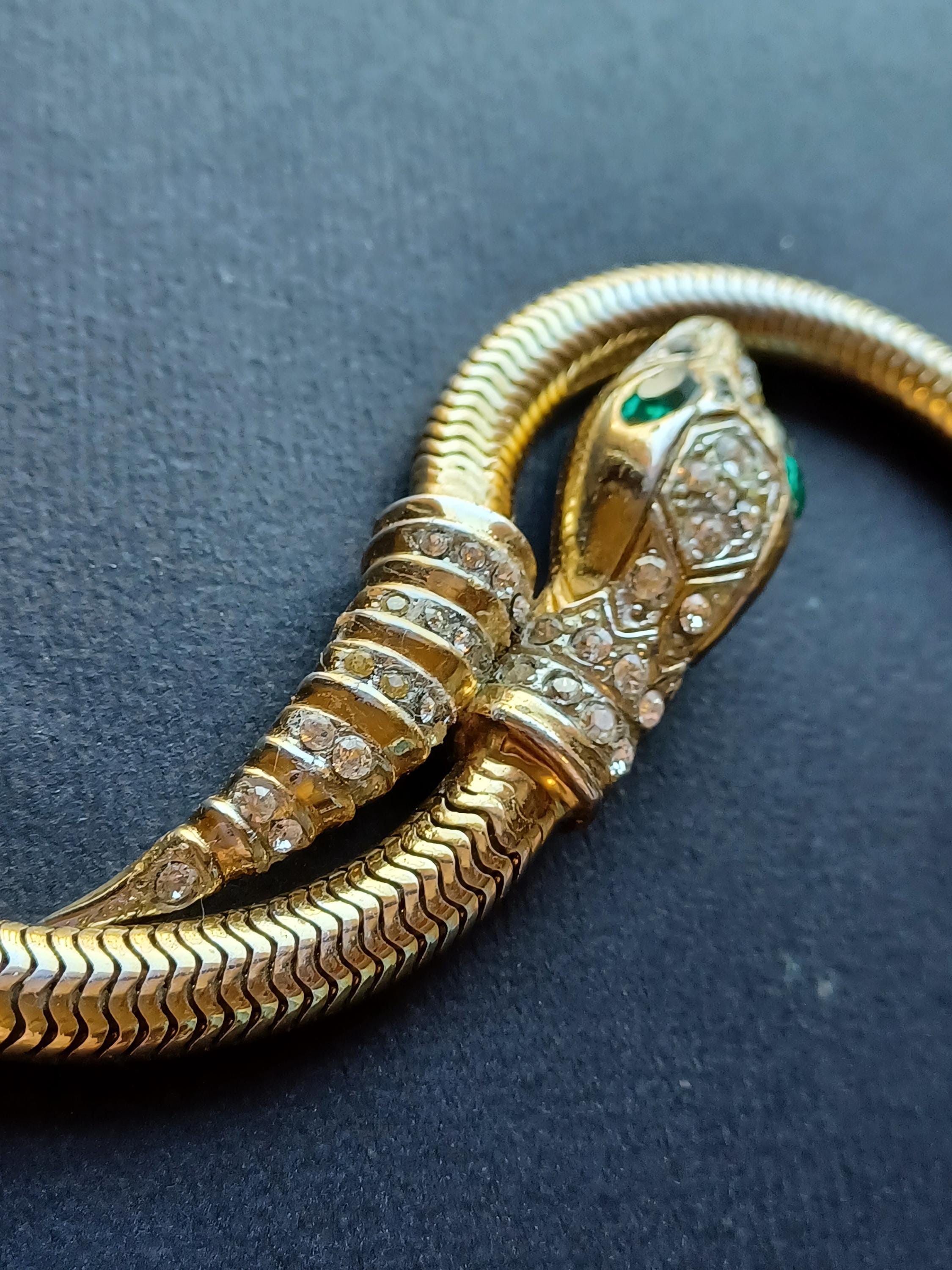 Coro Goldtone Snake Bracelet With Rhinestones Vintage 50s  🖤1960s Coro snake 🐍 bracelet main image 0