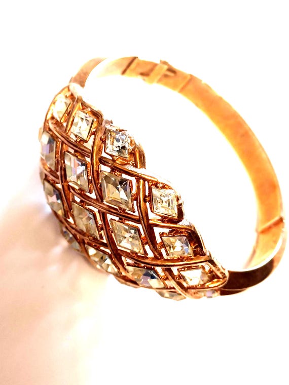 Bracciale trifari goldtone rigido diamond vintage anni '50