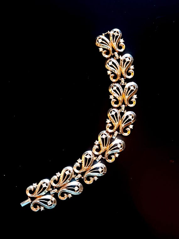 Bracciale Trifari goldtone Alfred Philippe motivo a farfalle vintage anni '40