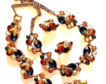 Coro Schererazade gold necklace bracelet earrings set vintage 1950s