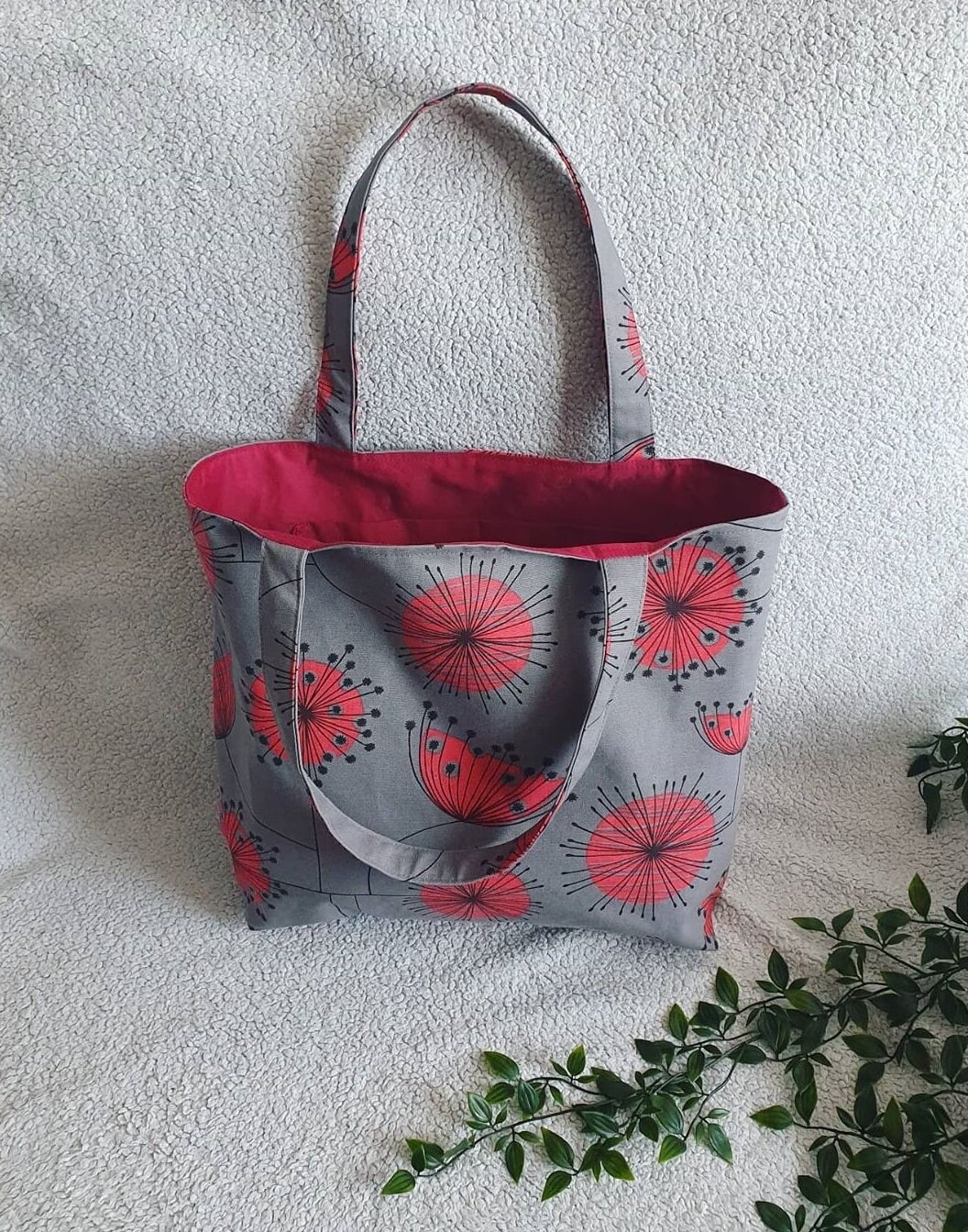Red Cotton ball patterned tote bag Vacation bagCollege Etsy 日本