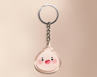 Dumpling Acrylic Keychain | cute acrylic keychain, cute dumpling gift, gift for dumpling lover, cute gift, bao keychain, dumpling charm