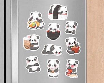 Chooby x Food Magnet Set | niedliche kawaii Küchen Kühlschrankmagnete, Panda Magnete, niedliche asiatische Food Magnete, niedliche Panda Magnete Set, Kid Magnet Set