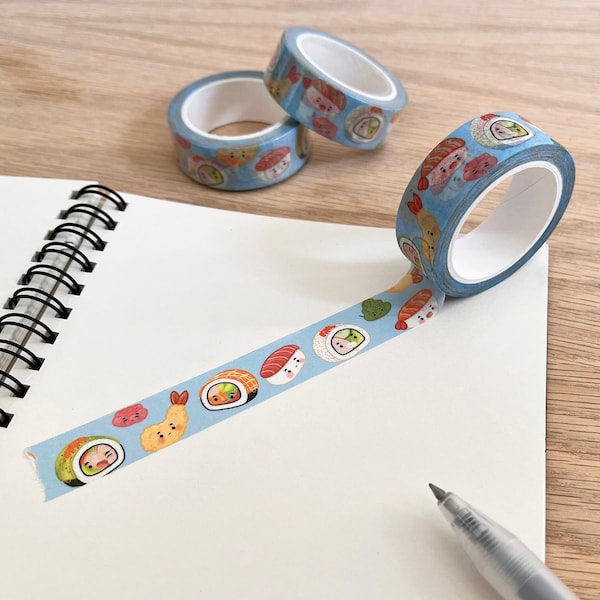 Let's Roll Sushi Washi Tape | cute washi tape, kawaii washi tape, japanese washi tape, sushi washi tape, asian food washi tape, maki roll