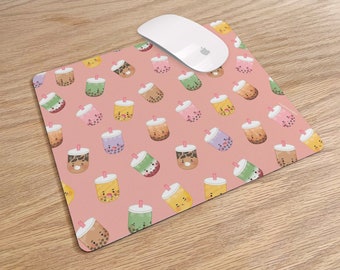 Boba Mouse Pad | cute bubble tea mouse pad, cute mouse mat, pink mouse pad, kawaii mousemat, gamer mousepad, bubble tea, boba lover gifts
