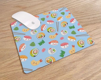 Sushi Mouse Pad | cute sushi mouse pad, cute mouse mat, blue mouse pad, kawaii mousemat, gamer mousepad, sushi lover gift, food mousepad