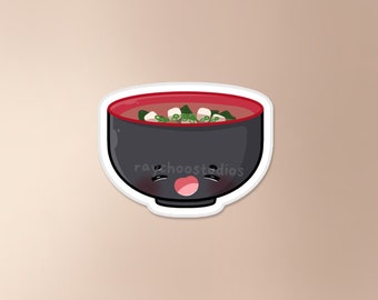 Pegatina de sopa de miso / pegatina de sopa, pegatina de sushi, pegatina de comida asiática, pegatina de comida, bonita pegatina de vinilo impermeable, pegatina japonesa