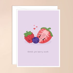 Merci Berry beaucoup carte | jolie carte de remerciement, jeu de mots pour carte, carte de remerciement punny, carte de remerciement, carte de remerciement, carte de remerciement