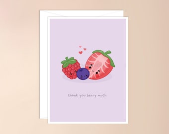 Thank You Berry Much Card | cute thank you card, thank you card pun,punny thank you card, thankful card, appreciation card, give thanks card
