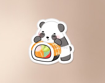 Chooby x Maki Roll Sticker | sushi sticker, panda sticker, asian sticker, asian food sticker, food sticker, cute waterproof vinyl sticker